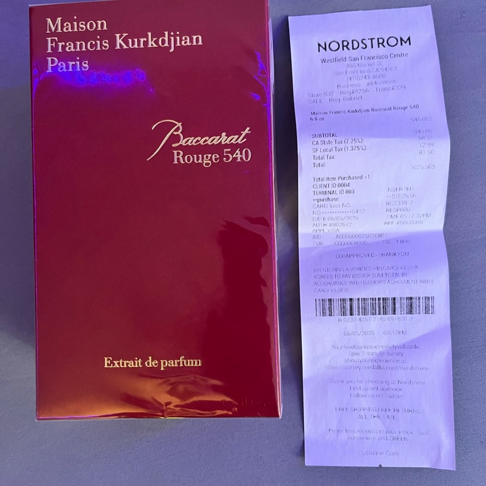 Maison Francis Kurkdjian Red and Purple Packaging